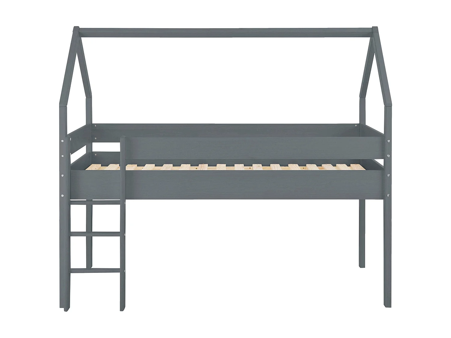 Alpi|Lit cabane surélevé en pin gris 90x200