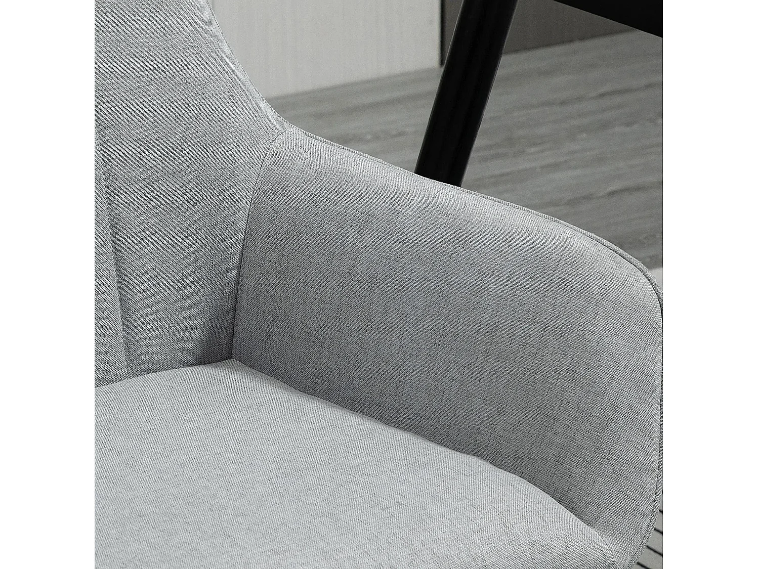 Set de 2 chaises de salle à manger, tissu lin, beige, avec accoudoirs (59.5x56.5x81 cm)