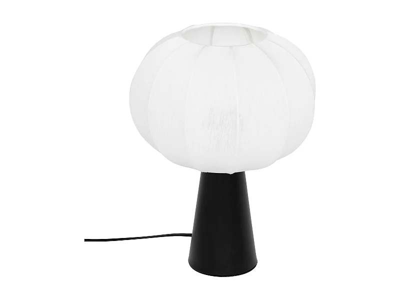 Lampe à Poser en Coton "Tobie" 33cm Blanc & Noir