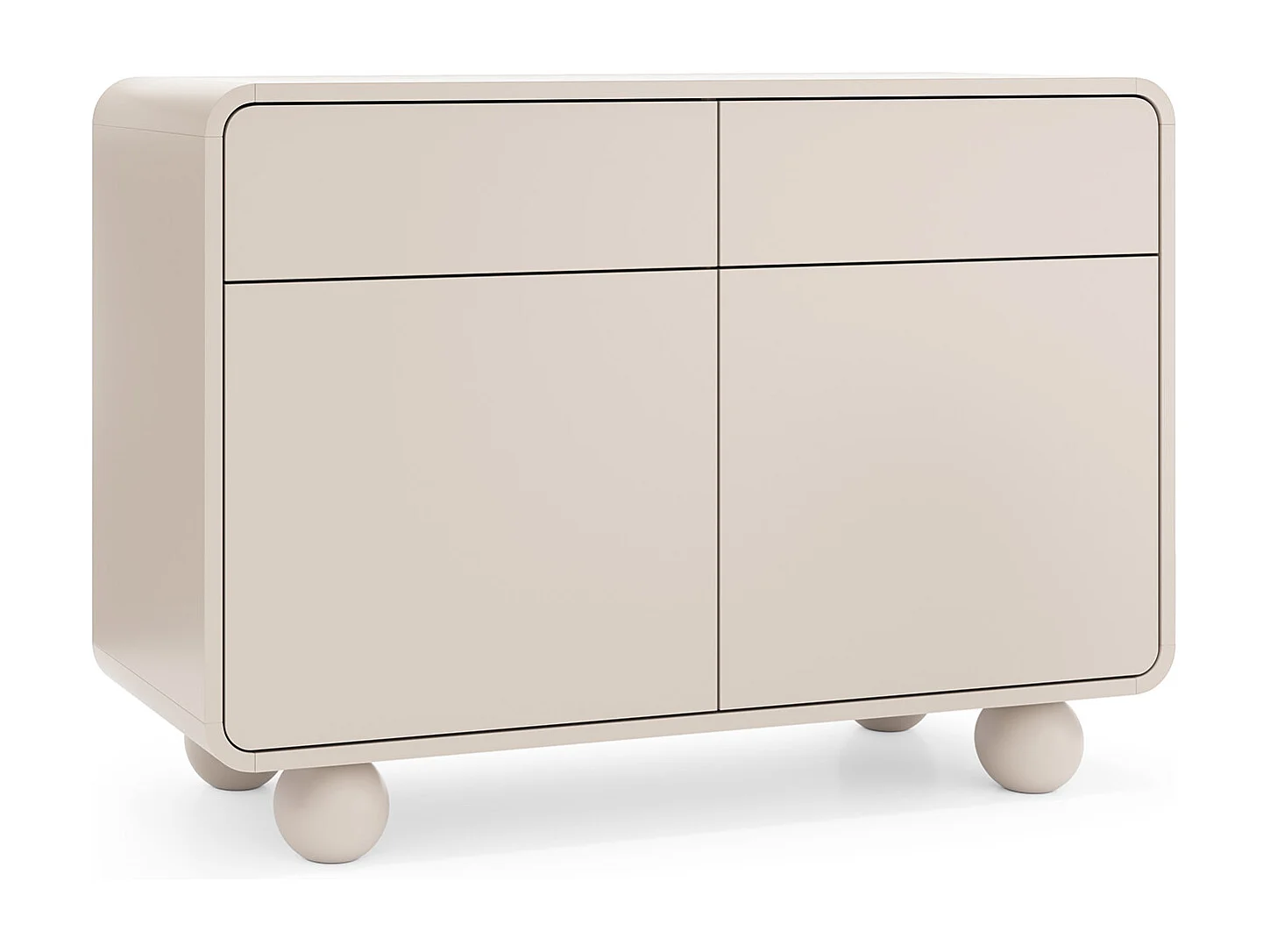 Kasjmier dressoir met twee kasten en twee lades – Modern design, bolvormige poten, 108 x 75 x 39 cm
