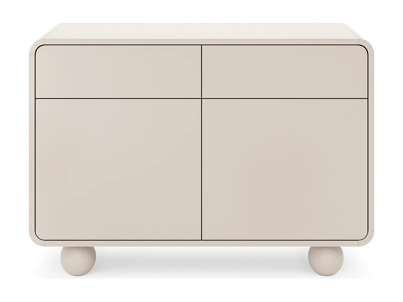 Kasjmier dressoir met twee kasten en twee lades – Modern design, bolvormige poten, 108 x 75 x 39 cm