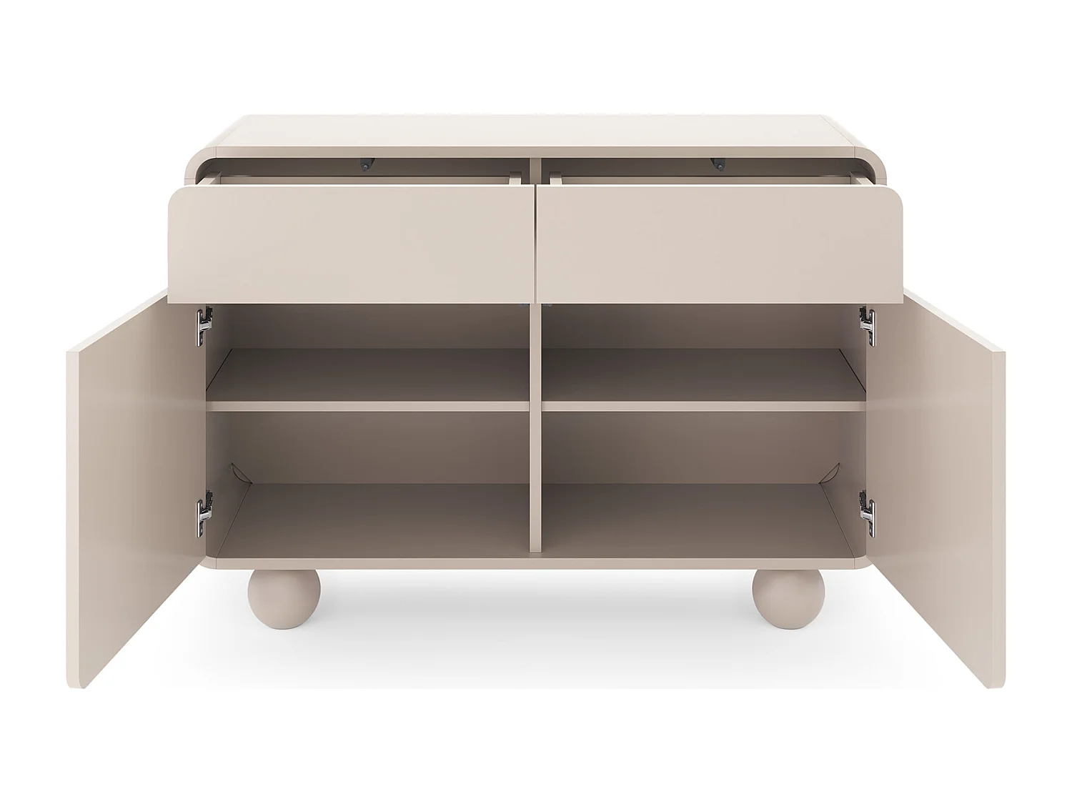 Kasjmier dressoir met twee kasten en twee lades – Modern design, bolvormige poten, 108 x 75 x 39 cm