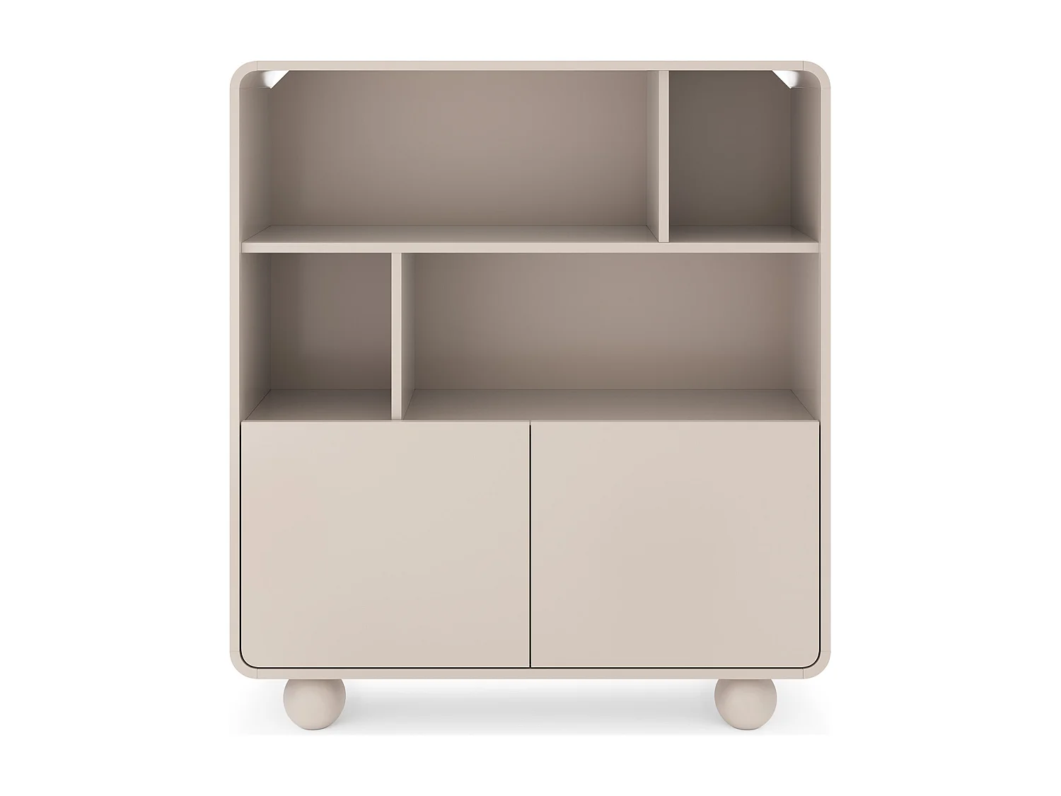 Estante de caxemira com prateleiras e armário – Design moderno, pernas em formato de bola, 108 x 121 x 39 cm