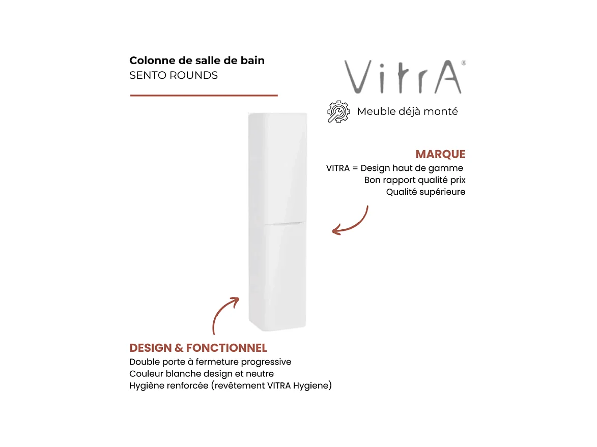 Colonne VITRA Sento Round 2 portes version gauche blanc brillant