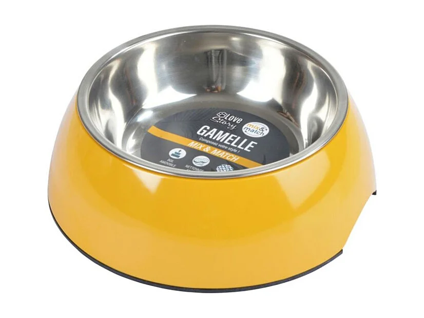 Gamelle pour Chien & Chat "Bol Inox" 14cm Moutarde
