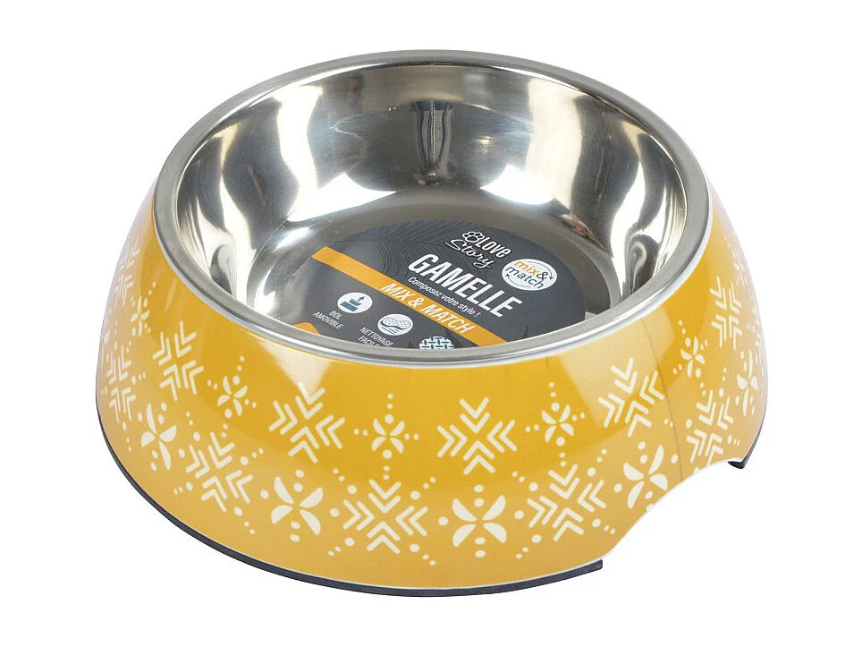 Gamelle pour Chien & Chat "Ethnic" 17cm Moutarde