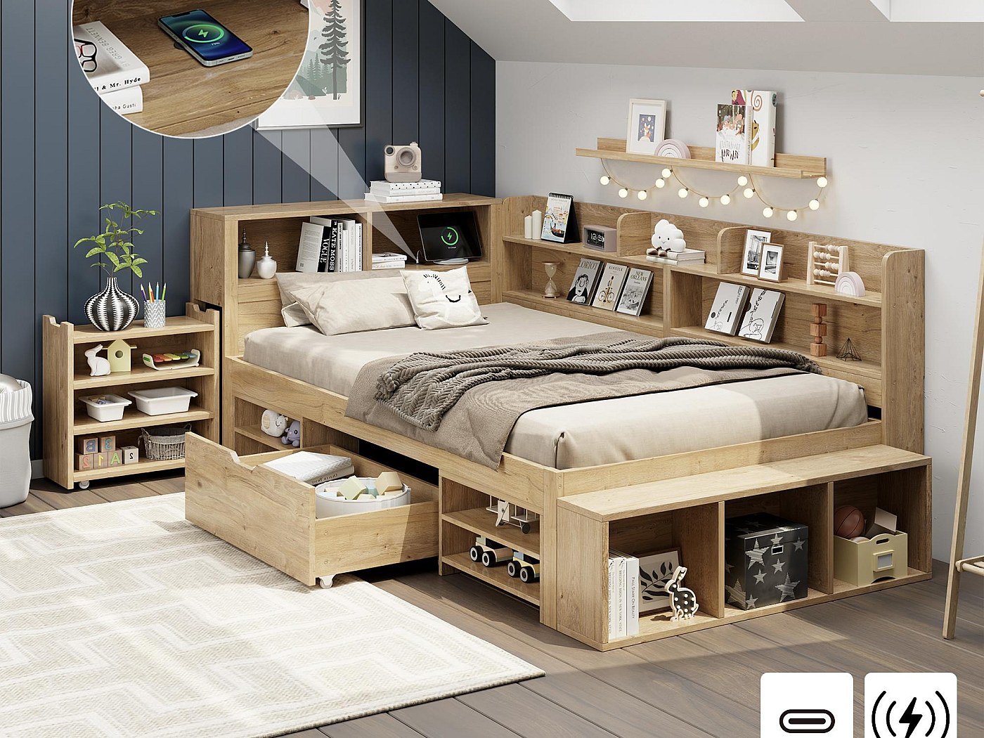 Selsey Bemmi - Comodino Con Gambe Dorate - Beige - Selsey Da 84,99