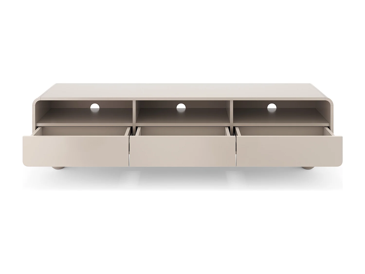 Meuble TV Cachemire avec étagères et portes, Design moderne, pieds boule, 180 x 44 x 39 cm