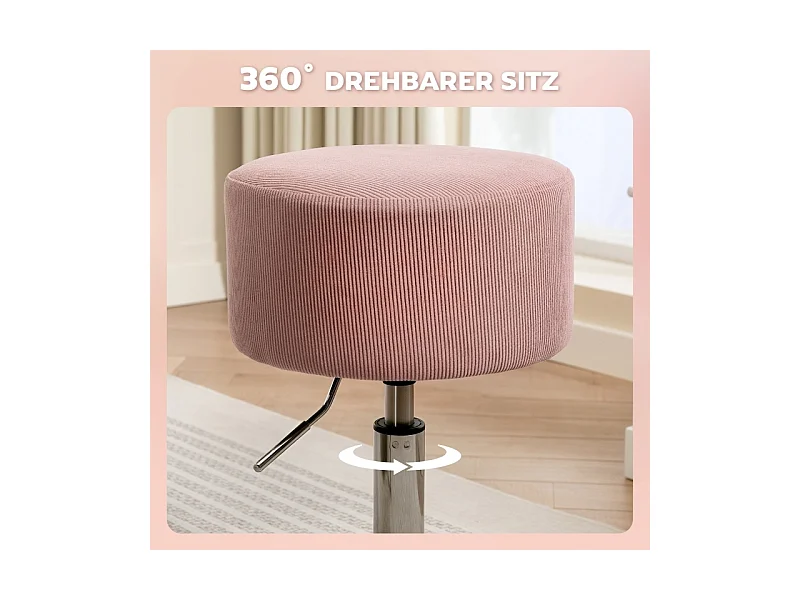 Tabouret de bar réglable, en polyester, avec structure en métal, rose, (38x38x52-66 cm)