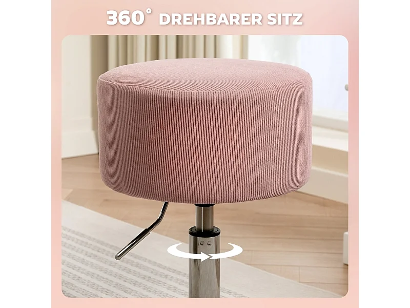 Tabouret de bar réglable, en polyester, avec structure en métal, rose, (38x38x52-66 cm)