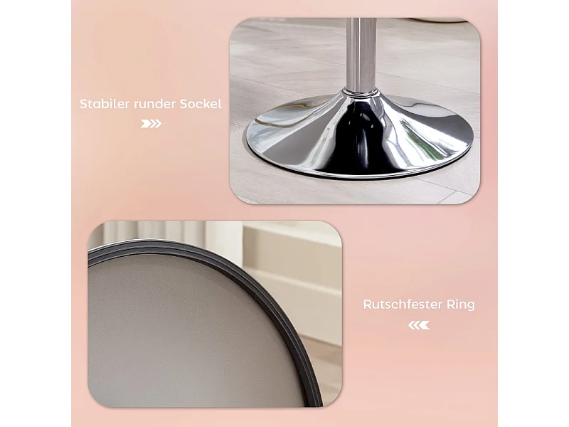 Tabouret de bar réglable, en polyester, avec structure en métal, rose, (38x38x52-66 cm)