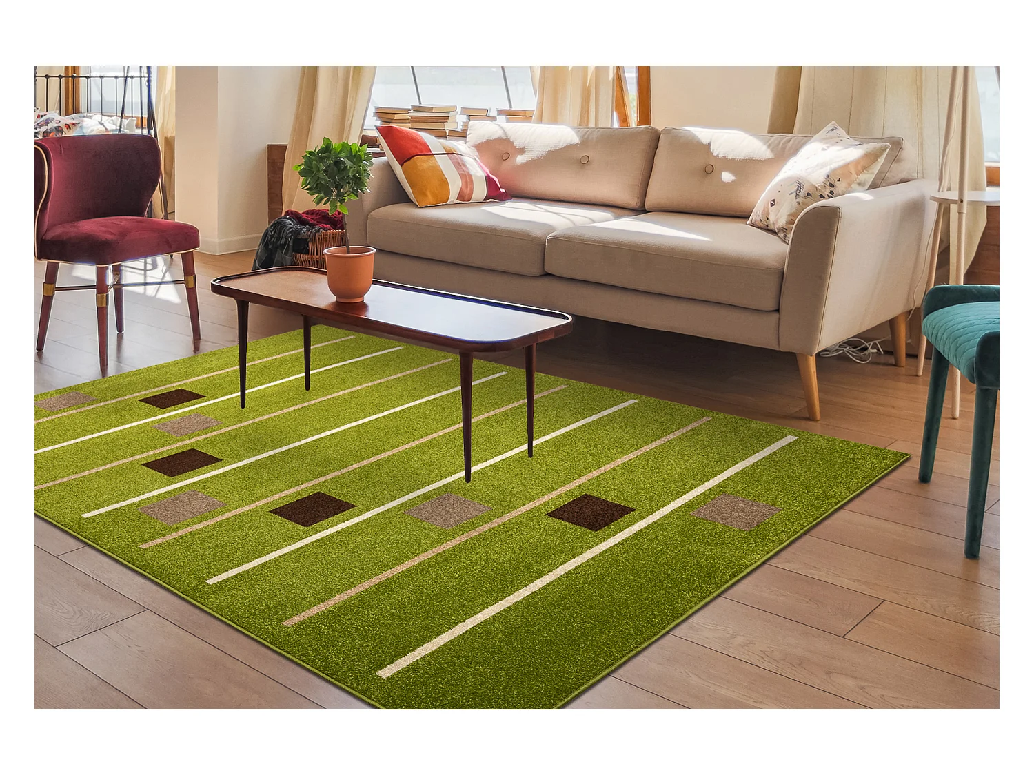 Tapis KARMEL BAKA vert  200x300 cm