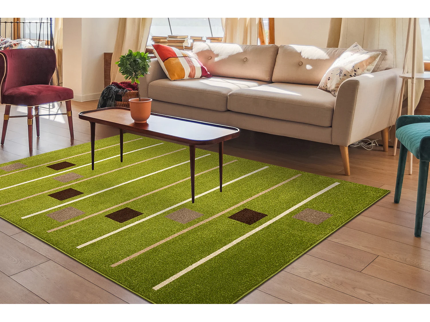 Tapis KARMEL BAKA vert  200x300 cm
