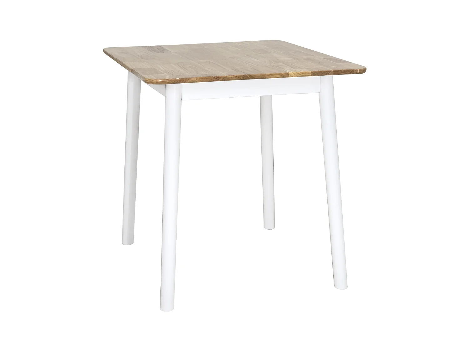 Mesa de cocina cuadrada de madera maciza 75x75 cm, 2 personas, NITA (Madera clara y blanca)