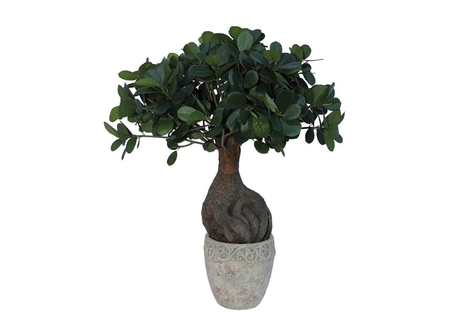 Cache-pot rond en ciment vieilli effet carrelage bordeaux Ø.13,5 x Ht.14 cm