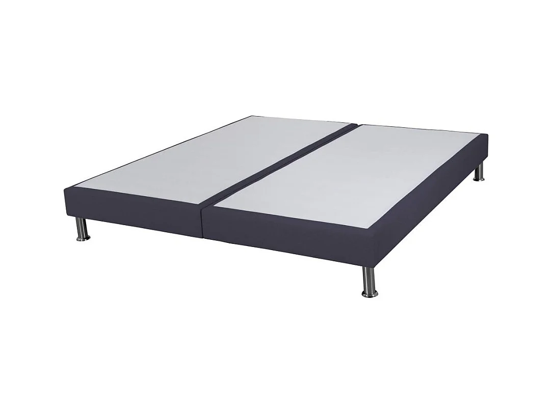 Sommier tapissier + pieds SR15 Volcan 2x80x200 Lattes bois massif - H.15 cm