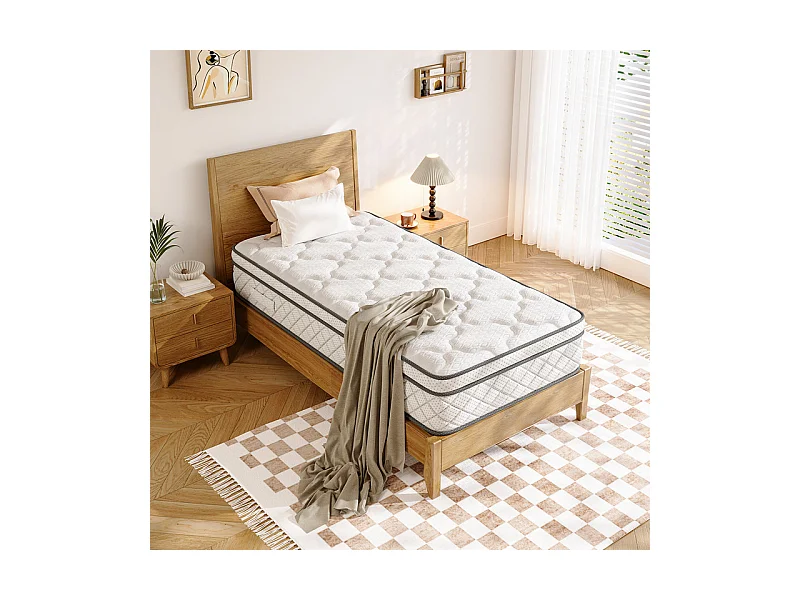 Matelas 90x200cm - Épaisseur 26cm - avec ressorts ensachés - Multicouches Extra Confort 7 Zones - Hypoallergénique