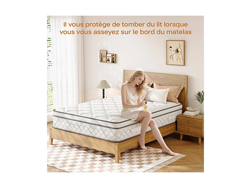 Matelas 160x200cm - Épaisseur 26cm - avec ressorts ensachés - Multicouches Extra Confort 7 Zones - Hypoallergénique