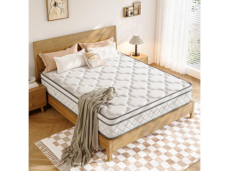Matelas 160x200cm - Épaisseur 26cm - avec ressorts ensachés - Multicouches Extra Confort 7 Zones - Hypoallergénique