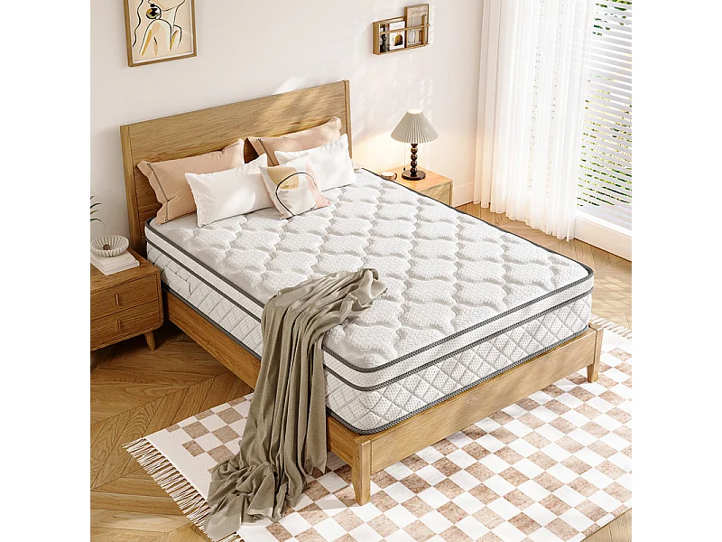 Matelas 140x200cm - Épaisseur 26cm - avec ressorts ensachés - Multicouches Extra Confort 7 Zones - Hypoallergénique