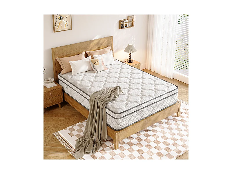 Matelas 140x200cm - Épaisseur 26cm - avec ressorts ensachés - Multicouches Extra Confort 7 Zones - Hypoallergénique