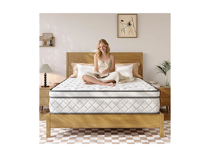 Matelas 140x200cm - Épaisseur 26cm - avec ressorts ensachés - Multicouches Extra Confort 7 Zones - Hypoallergénique