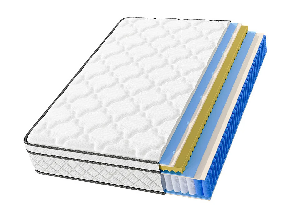 Matelas 120x200cm - Épaisseur 26cm - avec ressorts ensachés - Multicouches Extra Confort 7 Zones - Hypoallergénique
