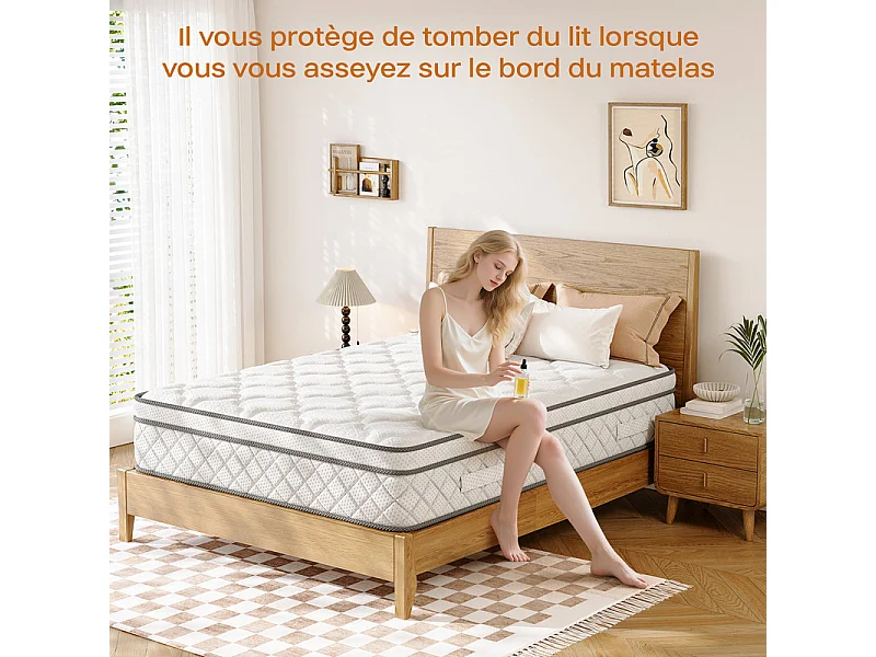 Matelas 100x200cm - Espessura 26cm - com molas ensacadas - Multicamadas Extra Conforto 7 Zonas - Hipoaergênico