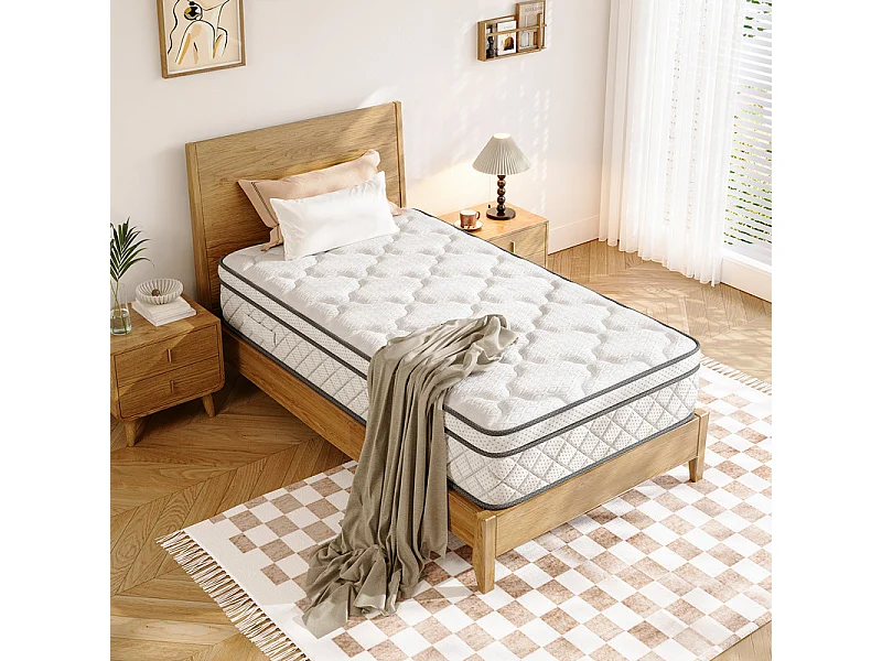 Matelas 100x200cm - Épaisseur 26cm - avec ressorts ensachés - Multicouches Extra Confort 7 Zones - Hypoallergénique