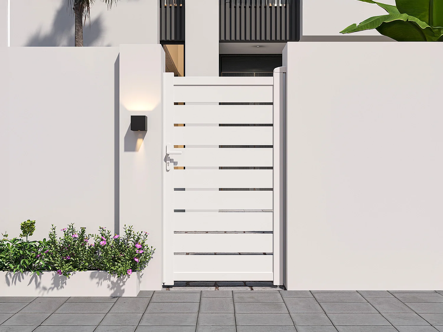 Portillon battant aluminium ajouré L103 x H183 cm blanc - PRIMO