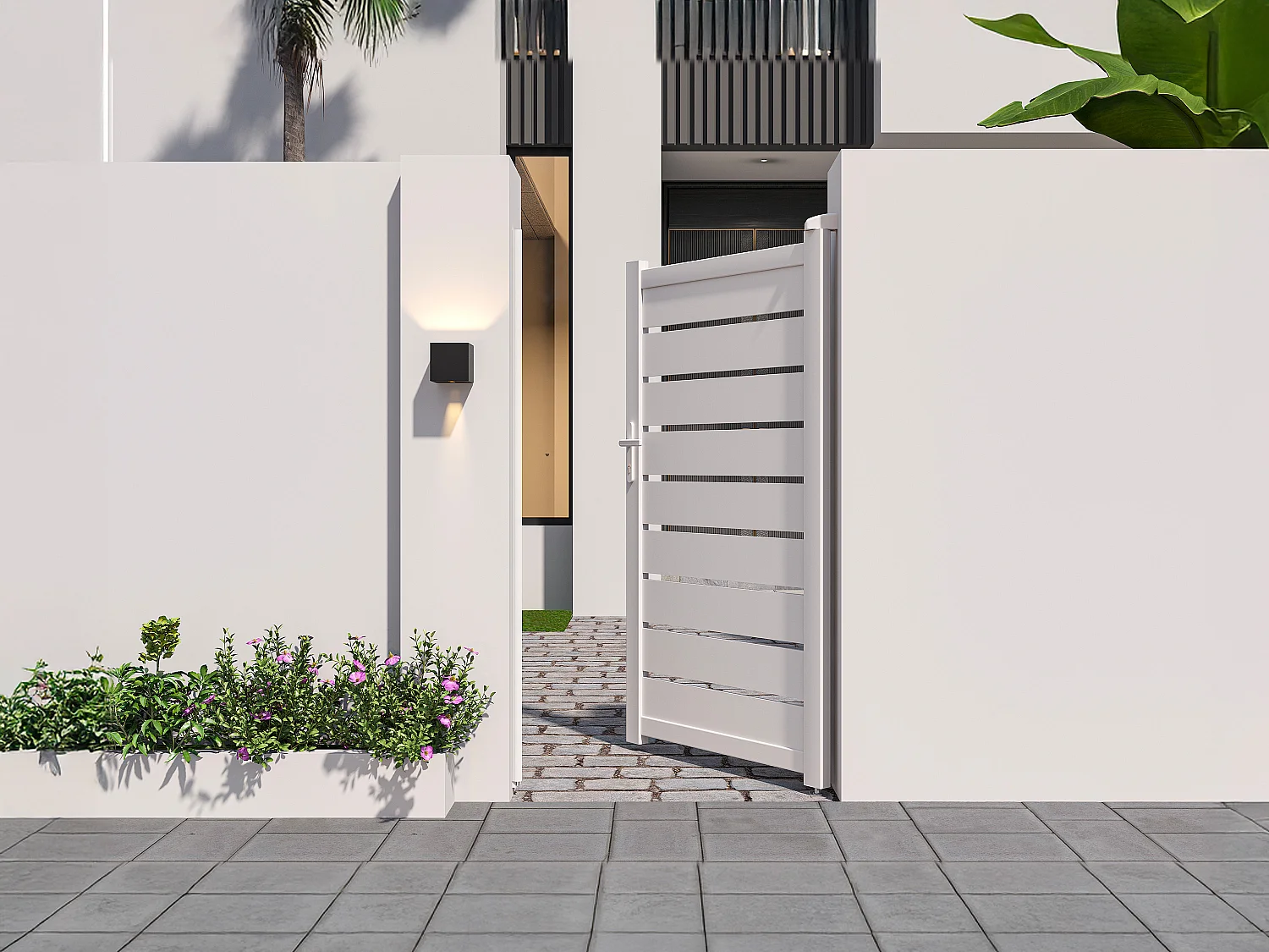 Portillon battant aluminium ajouré L103 x H183 cm blanc - PRIMO