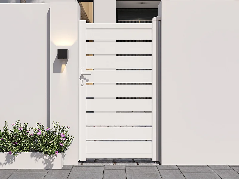 Portillon battant aluminium ajouré L103 x H183 cm blanc - PRIMO