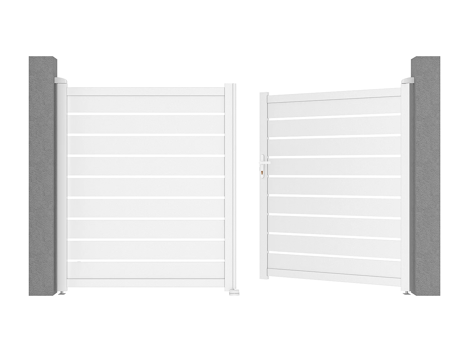 Portail battant aluminium ajouré L305 x H183 cm blanc - PRIMO