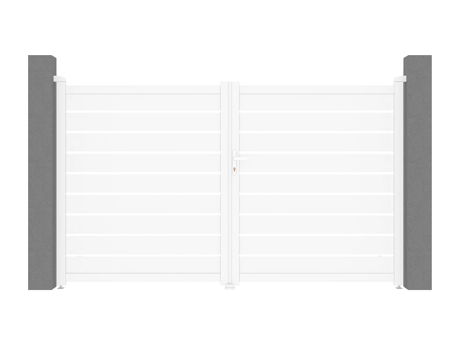 Portail battant aluminium ajouré L305 x H183 cm blanc - PRIMO