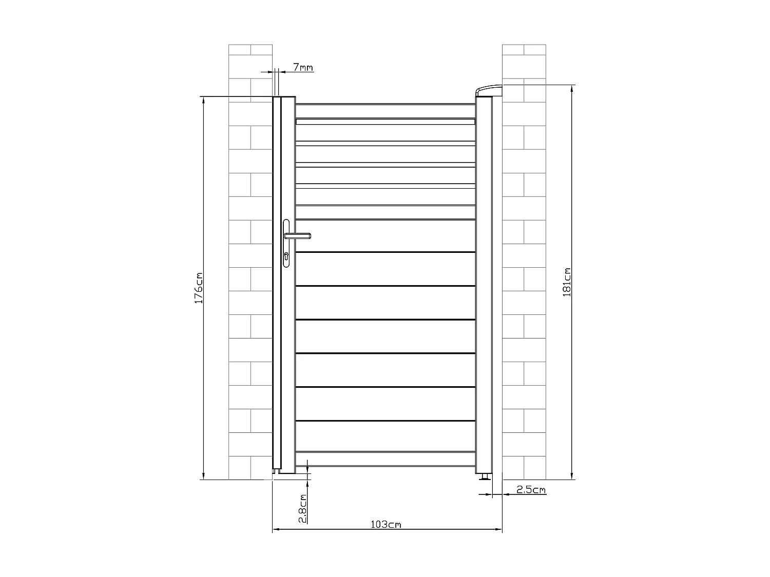 Portillon battant aluminium persienné L103 x H181 cm blanc - VIAZO