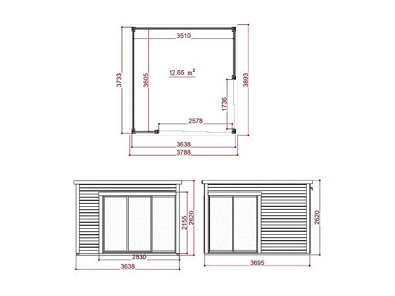 Studio de jardin en bois 14,74 m² - Epaisseur 45 mm - SYLVANA