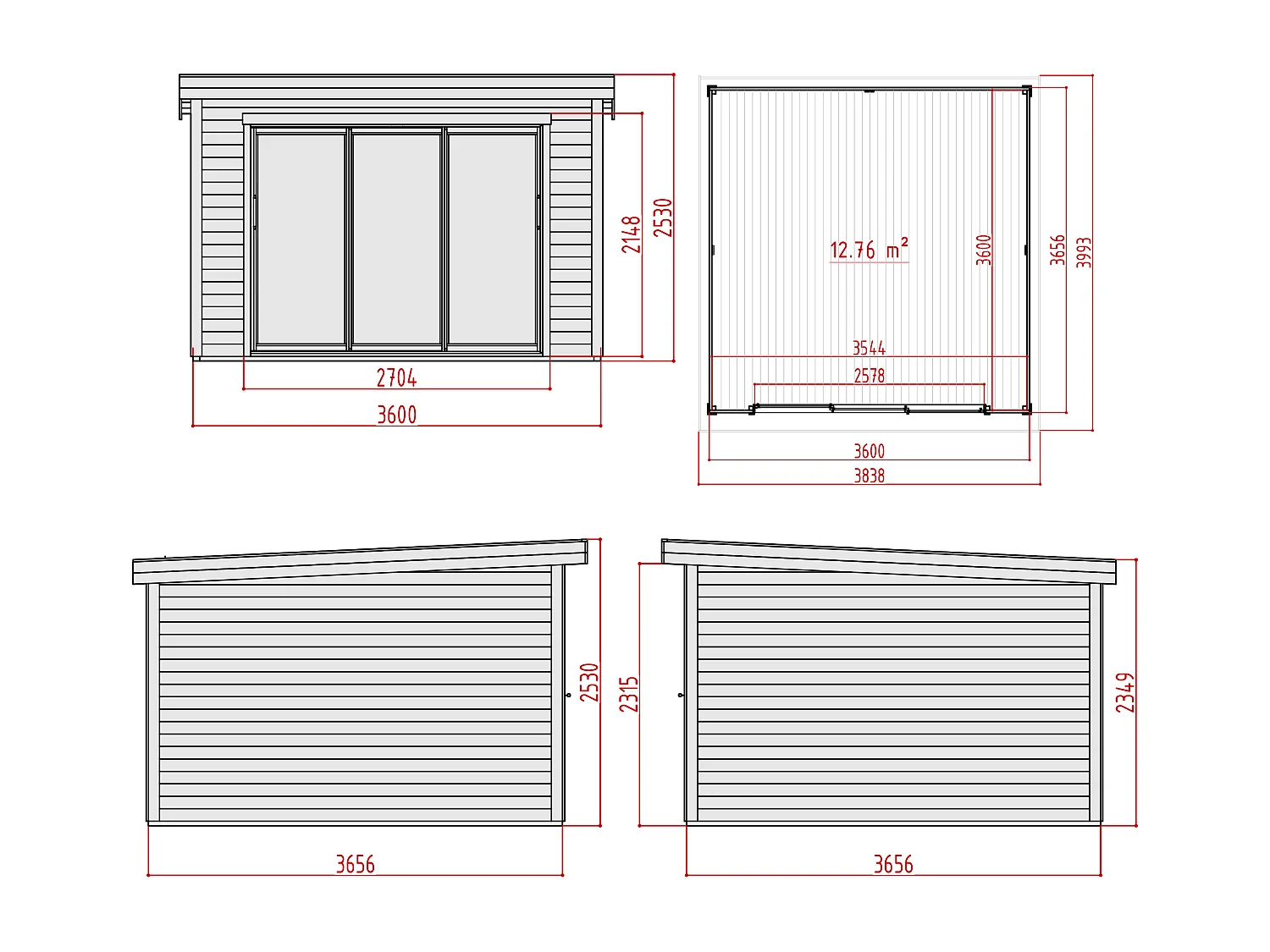 Studio de jardin en bois 15,3 m² - Epaisseur 28 mm - CANOPIA