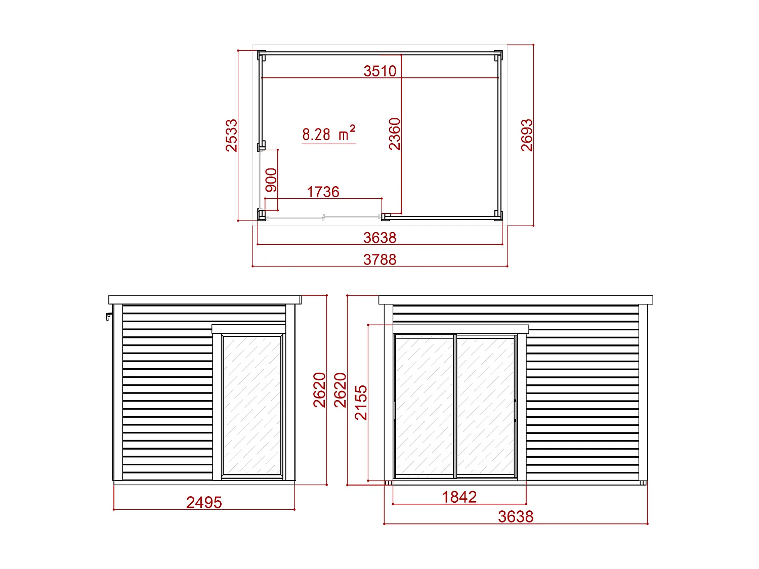 Studio de jardin en bois 10,2 m² - Epaisseur 45 mm - SYLVANA