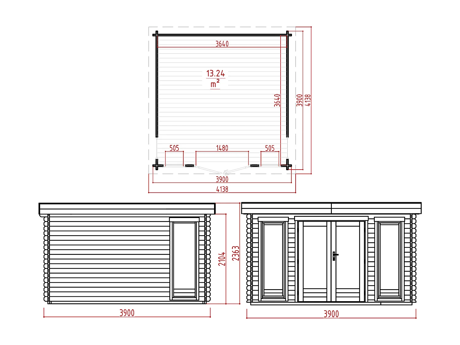 Studio de jardin en bois 17,1 m² - Epaisseur 40 mm - BOESIA
