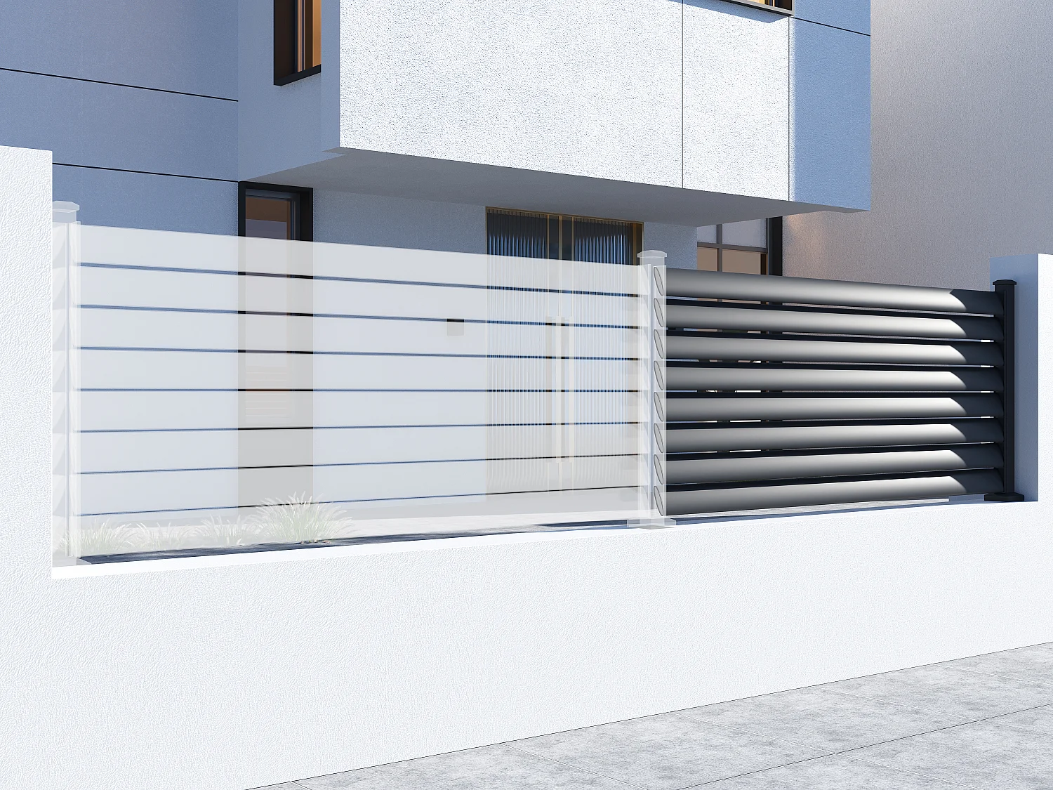 Extension de clôture persiennée à poser en aluminium - H80 x  L173 cm - gris anthracite - BAROMA