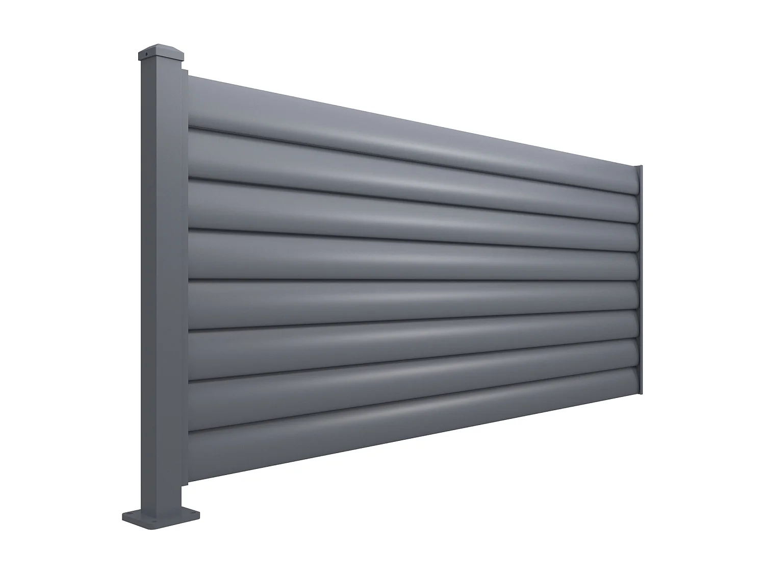 Extension de clôture persiennée à poser en aluminium - H80 x  L173 cm - gris anthracite - BAROMA