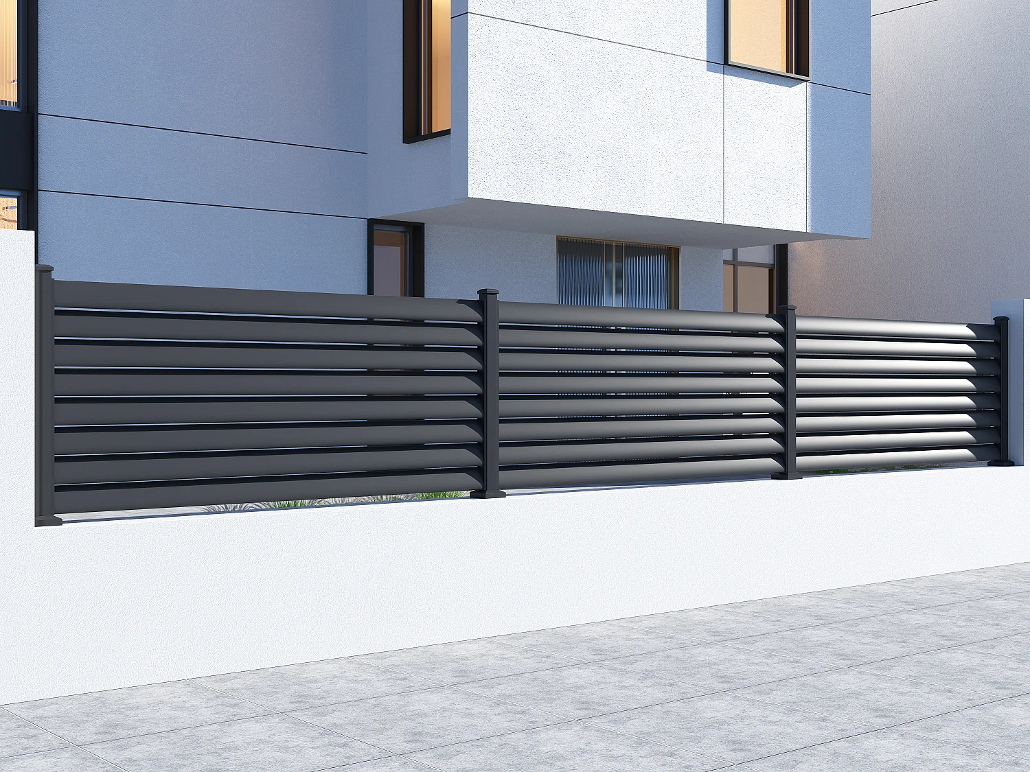 Extension de clôture persiennée à poser en aluminium - H80 x  L173 cm - gris anthracite - BAROMA