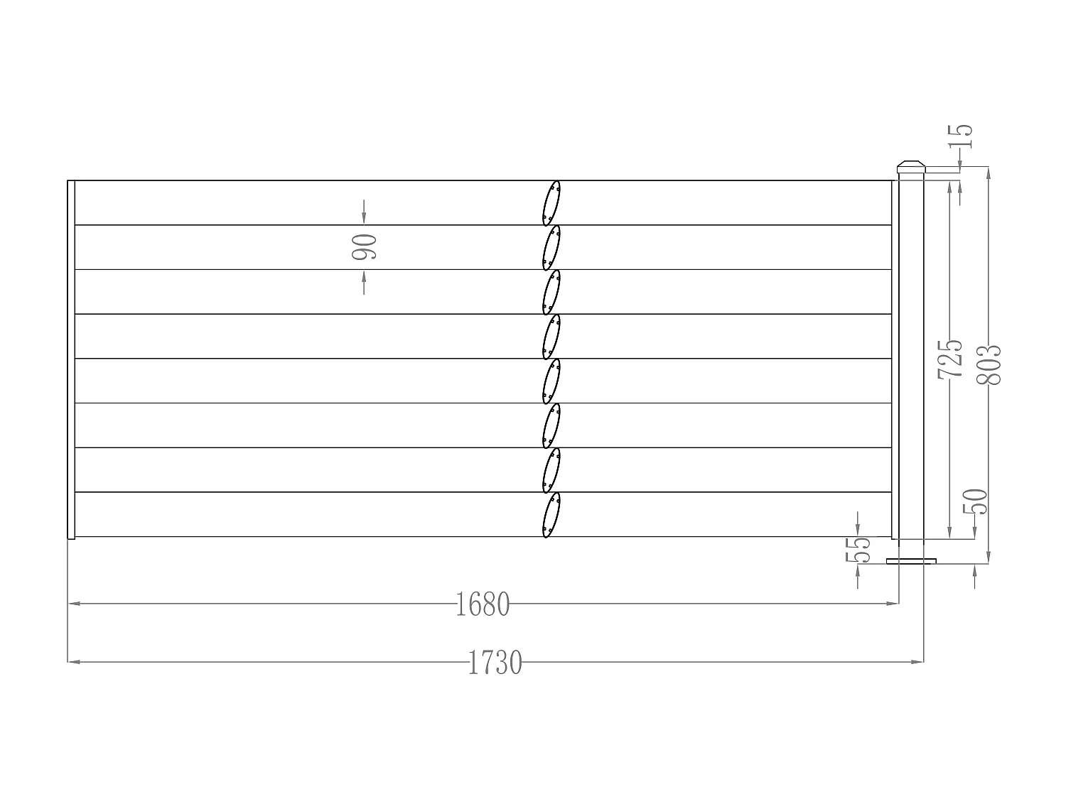 Extension de clôture persiennée à poser en aluminium - H80 x  L173 cm - gris anthracite - BAROMA