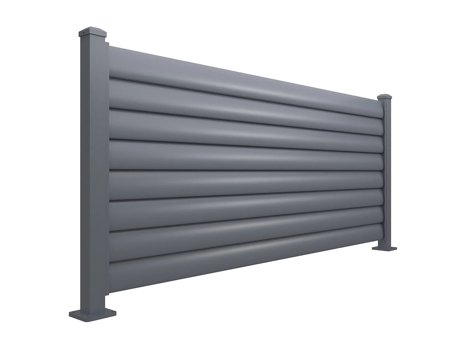 Clôture persiennée à poser en aluminium - H80 x L173 cm - gris anthracite - BAROMA