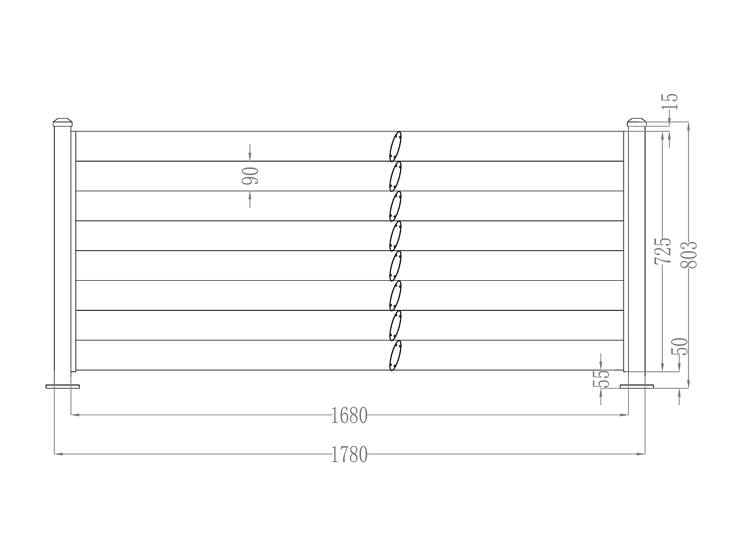 Clôture persiennée à poser en aluminium - H80 x L173 cm - gris anthracite - BAROMA