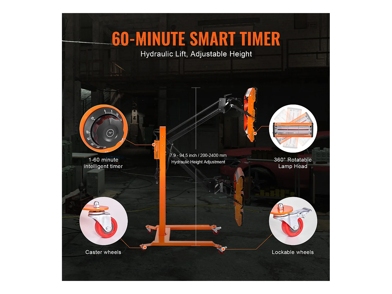 Lampe à Polymérisation SucceBuy Lampe de Séchage de Peinture Infrarouge Haute Puissance 3300 W pour Chauffage à Séchage Automatique 1 Paquet