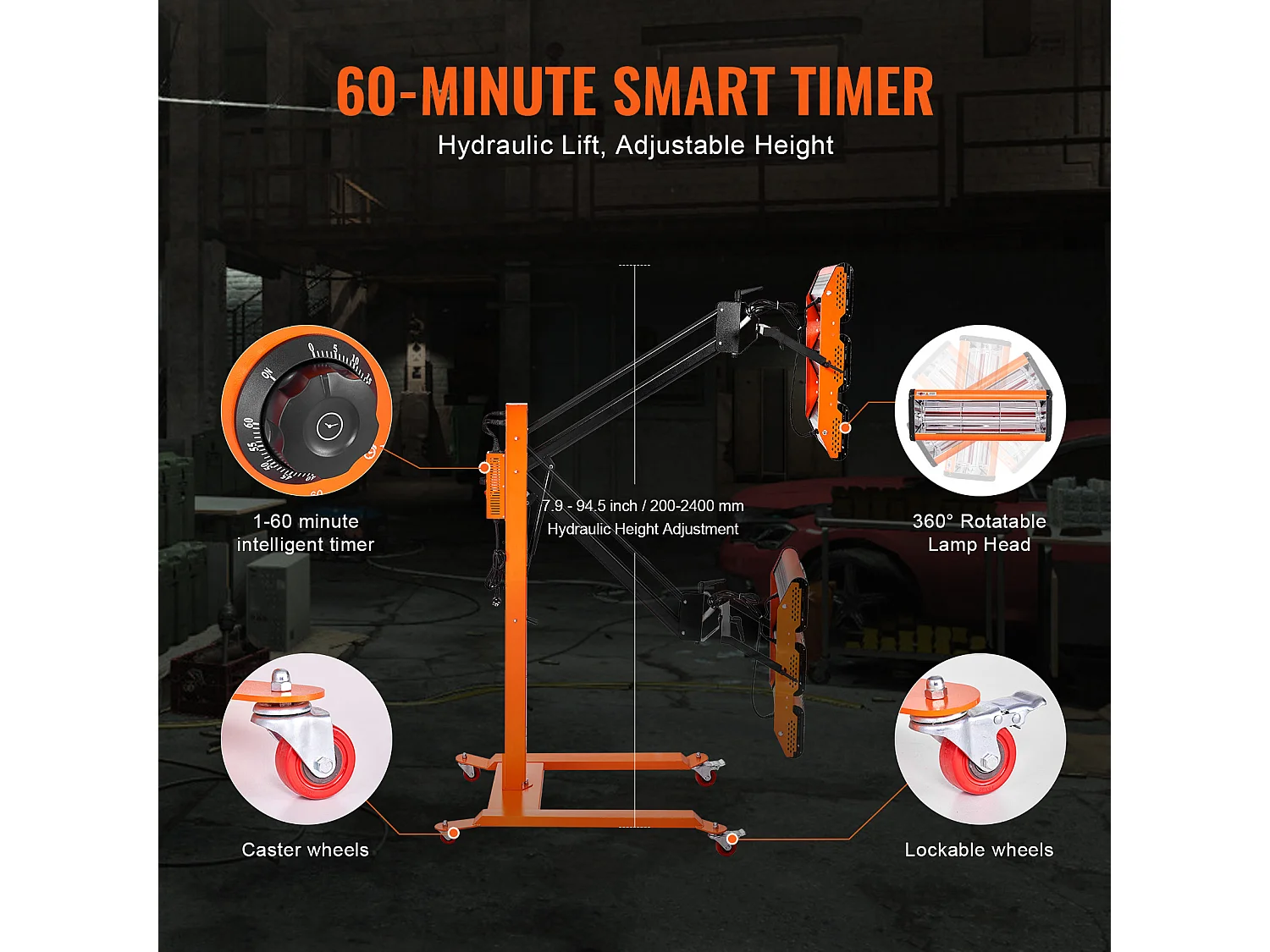 Lampe à Polymérisation SucceBuy Lampe de Séchage de Peinture Infrarouge Haute Puissance 3300 W pour Chauffage à Séchage Automatique 1 Paquet