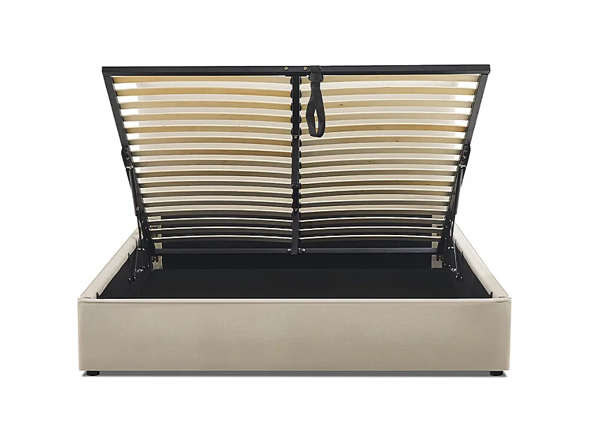 Lit coffre Opéra effet lin beige 140x190 cm