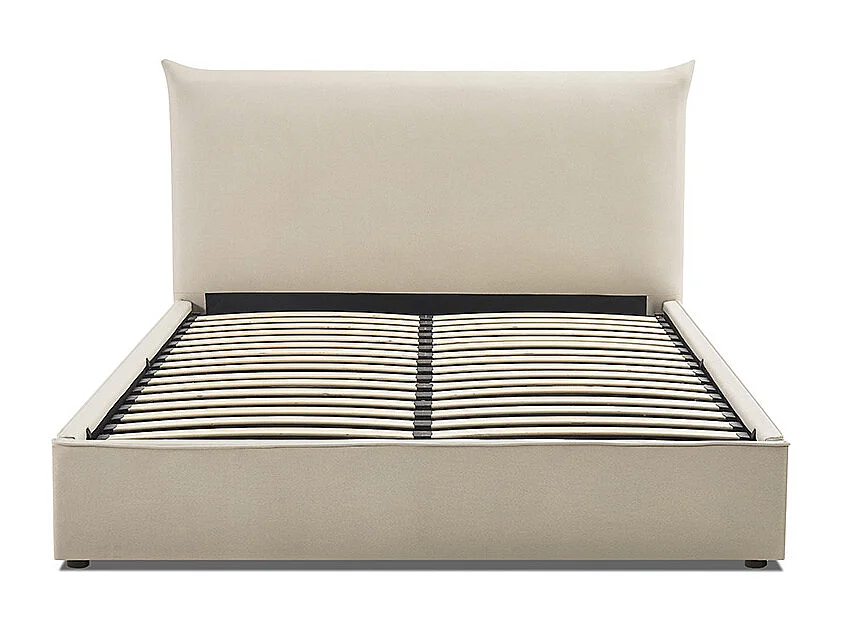 Lit coffre Opéra effet lin beige 140x190 cm