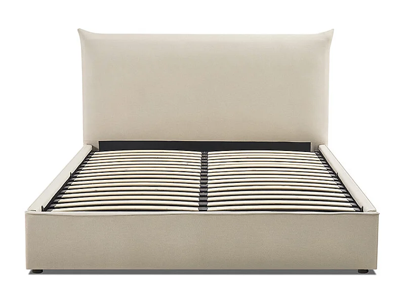 Lit coffre Opéra effet lin beige 140x190 cm